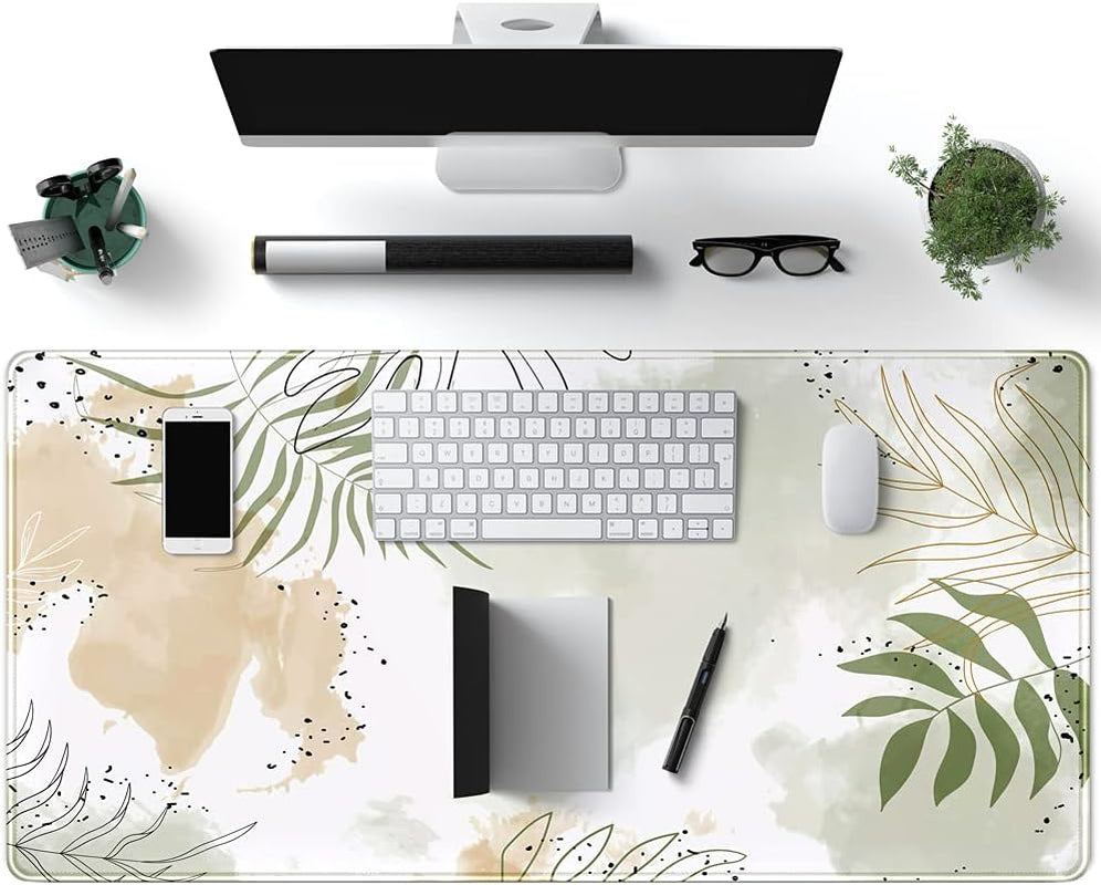 Keyboard Mat Kawaii Mousepad Matcha Green Plant Abstract Accessories Desk Pad Mouse Mat for Desktop Gamer Girl Office Accessories for Women Pink Desk Organizer Large Gaming Pads …